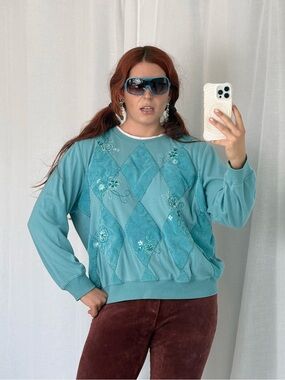 90s fairycore argyle sweatshirt ✧